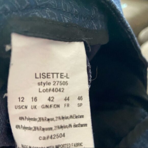Lisette L Slim Straight High Rise Pants Navy with Pattern Size 12 - Picture 5 of 7